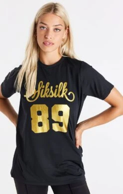 SikSilk Black Oversize Mesh T-Shirt