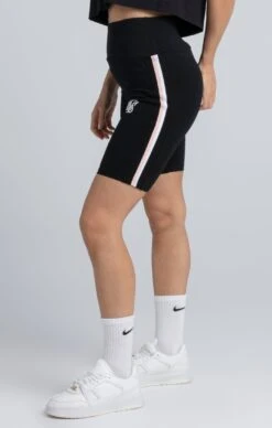 SikSilk Black Varsity Tape Cycle Short