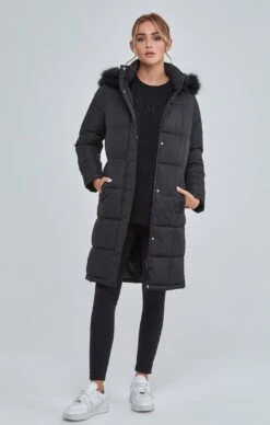 SikSilk Black Longline Padded Parka
