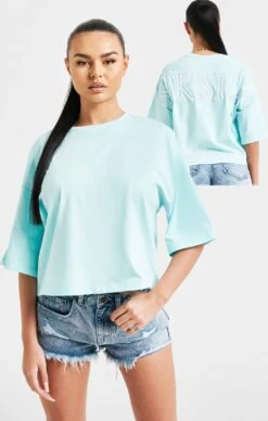 SikSilk Aqua Branded Crop T-Shirt
