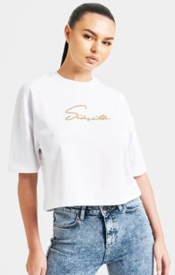 SikSilk White Signature Crop Tee