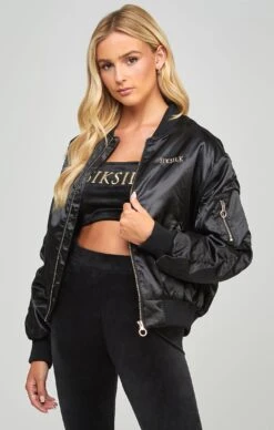 SikSilk High Shine Oversized Bomber Jacket