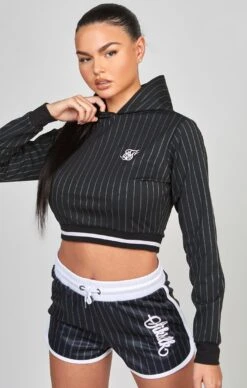 SikSilk Black Varsity Crop Track Top