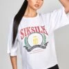 SikSilk White Varsity Crop T-Shirt