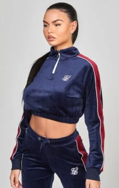 SikSilk Navy Velour Track Top