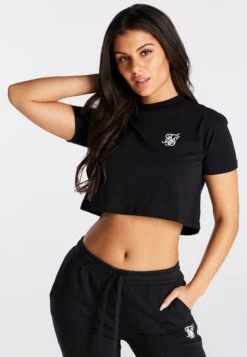 SikSilk Black Essential Box Fit Crop T-Shirt